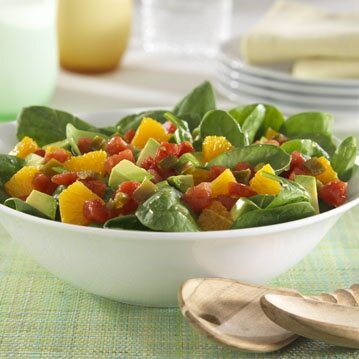Avocado-Orange Spinach Salad with Zesty Tomatoes